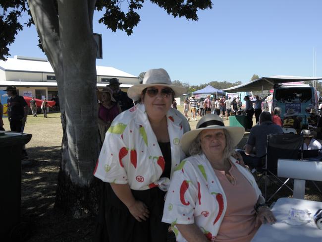 (From left) Tanya Ozzimo and Lea Collier enjoying their Sunday at the Murphys Creek Chilli Festival. Picture: Isabella Pesch