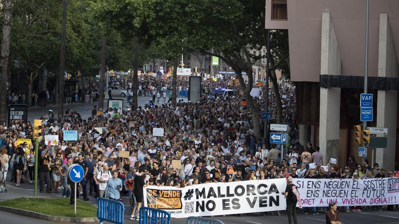 Protesters held a banner reading 