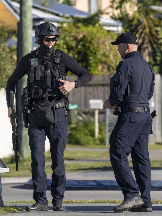 The police tactical were called to help local cops at the siege. Picture: Brendan Beirne / NewsWire