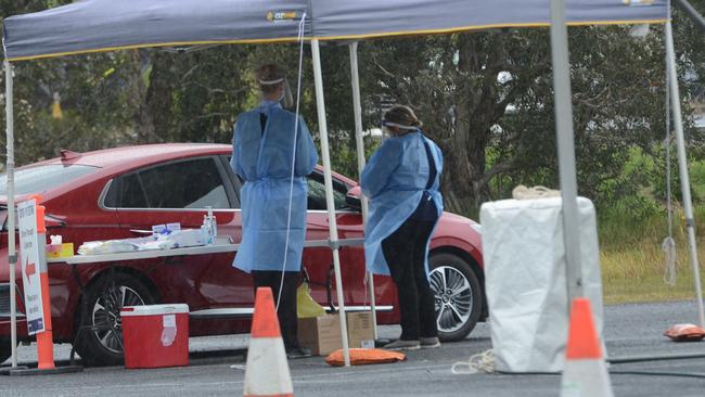 A motorist is tested at the drive-through Covid testing centre at the Cavanbah Centre on Ewingsdale Road in Byron Bay on Friday, July 23, 2021. Picture: Liana Boss.