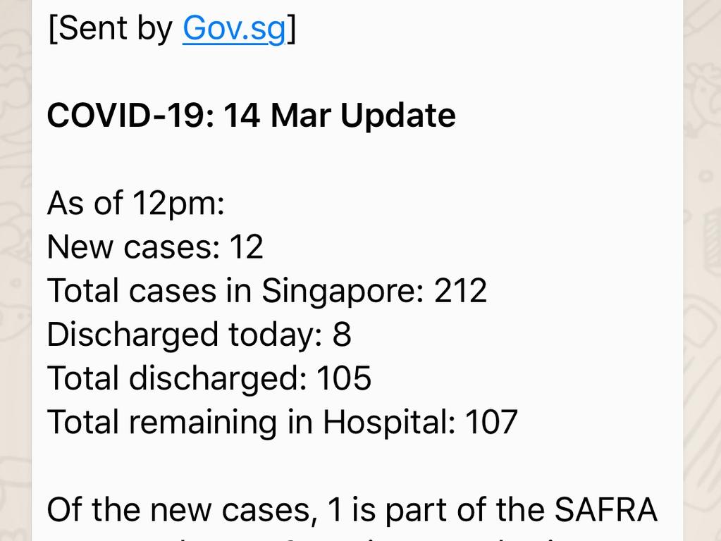 Example of Singapore's public communication initiative via WhatsApp.