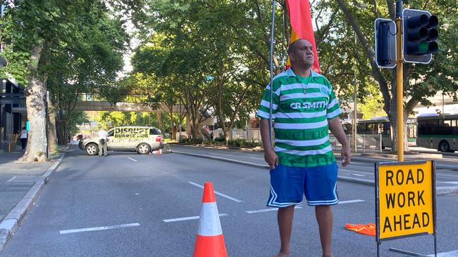 Fellow Disrupt Burrup member Desmond Blurton was one of three others at the protest. Picture: Disrupt Burrup Hub