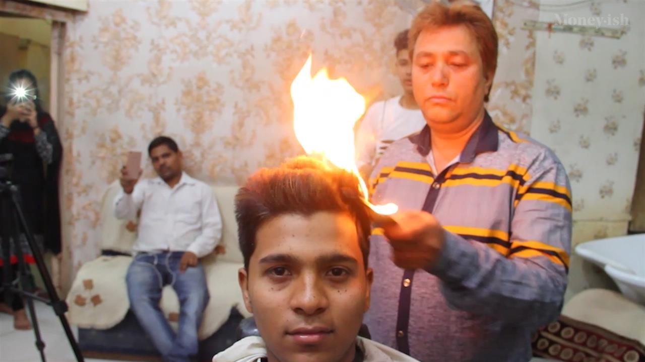 That's Hot: Barber in New Delhi Cuts Hair With Fire  —  Australia's leading news site