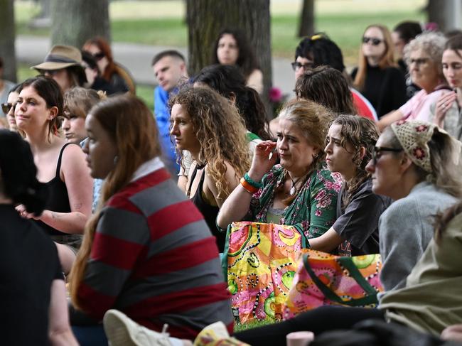 Vigil for 16 Victorian Women Killed This Year. Vigil at Darling Gardens, Clifton Hill. Picture: Josie Hayden