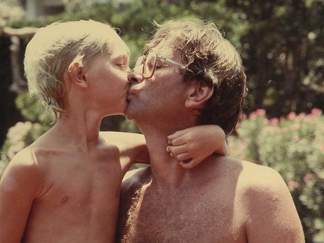 A young Justin Hemmes with his beloved father John.