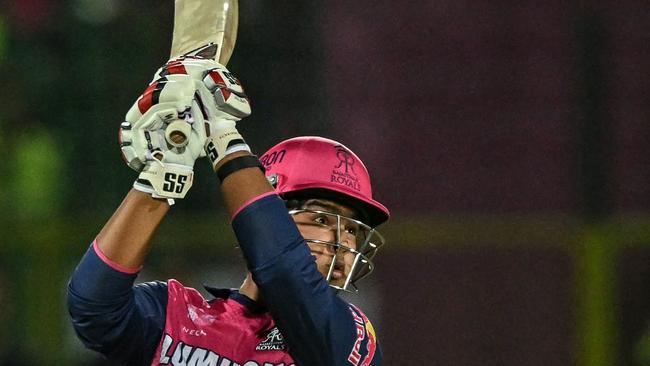 Rajasthan Royals' Vaibhav Suryavanshi crushed his first ball. Photo by Money SHARMA / AFP.