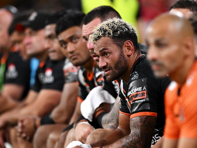 The Wests Tigers look lost when leader and dummy half Api Koroisau doesn’t play. Picture: Getty Images