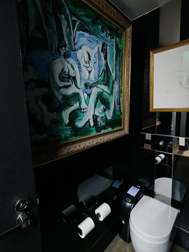 In response to a tribunal decision on Mona’s Ladies Lounge, the museum moved “Picasso” paintings into its first female-only toilets. Picture: Instagram/Kirsha Kaechele