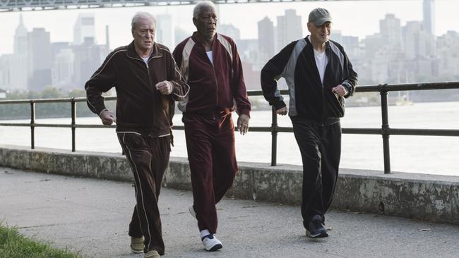 Michael Caine, Morgan Freeman and Alan Arkin in a scene from the film Going In Style. Picture: Warner Bros