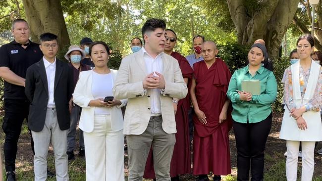 Outspoken student CCP critic Drew Pavlou announcing his party's candidates for federal and senate seats at the next election.