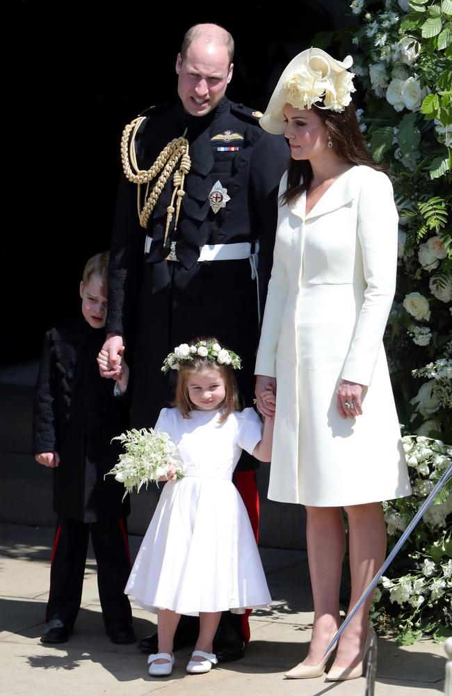 Will, Kate, George and Charlotte at Harry and Meghan’s wedding. (Photo by Andrew Matthews – WPA Pool/Getty Images)