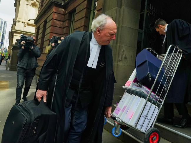 Nicola Gobbo’s barrister, Tim Tobin, arrives at the Supreme Court in Melbourne. Picture: Luis Enrique Ascui