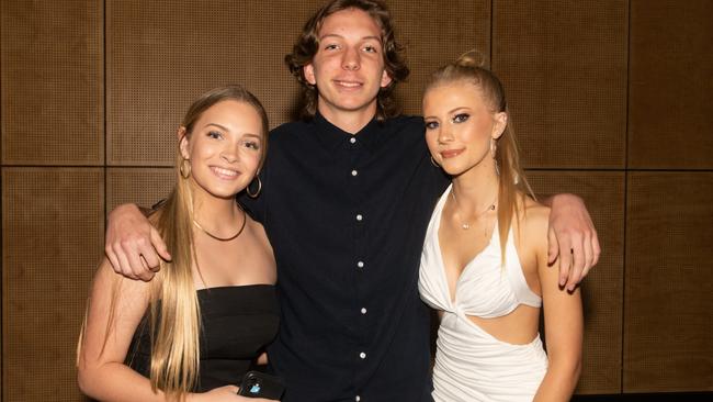 Bella Sacchi from St Patricks College Mackay, Tyler Blank from Pioneer State School and Lavinia Long from St Patricks College Mackay at the 2022 Mocktail Dance Party. Picture: Michaela Harlow