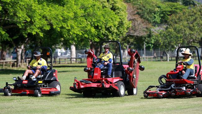 Council workers participate in a Demonstration day conducted by Toro Commercial Mowing equipment