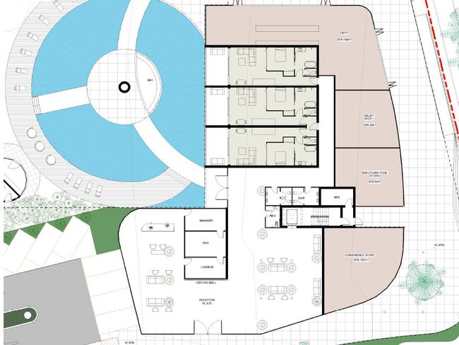 Early design renders for the four-storey resort at The Dunes estate at Mackay Harbour. Picture: Urbex, documents lodged to Mackay Regional Council