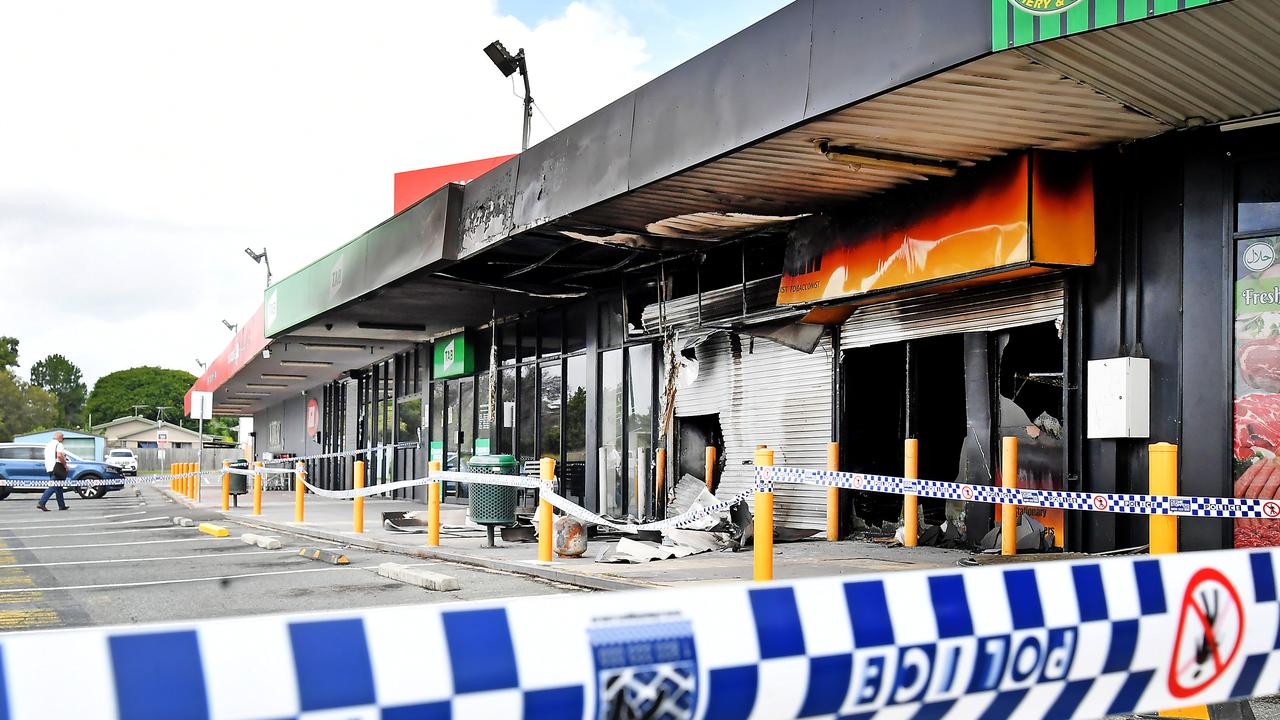 A vape shop at Acacia Ridge that went up in flames in March. Picture, John Gass