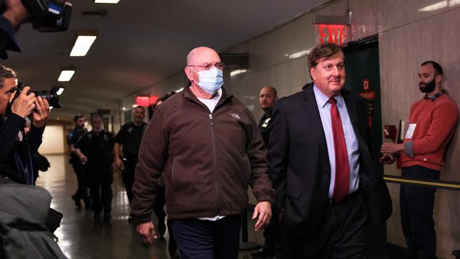 Former Trump Organization Executive Allen Weisselberg and his lawyer Nicholas Gravante arrive for a sentencing hearing at Manhattan Criminal Court. Picture: Getty Images via AFP.