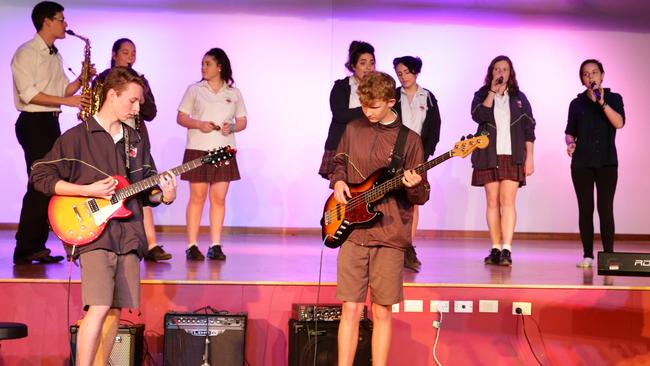 The Year 9 and 10 soul band performing.