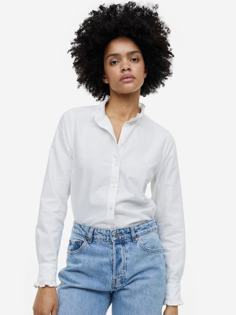 Cotton Shirt with Frill Trim. Picture: H&M.