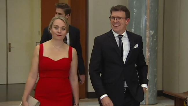 Education Minister Alan Tudge with his former staffer Rachelle Miller.