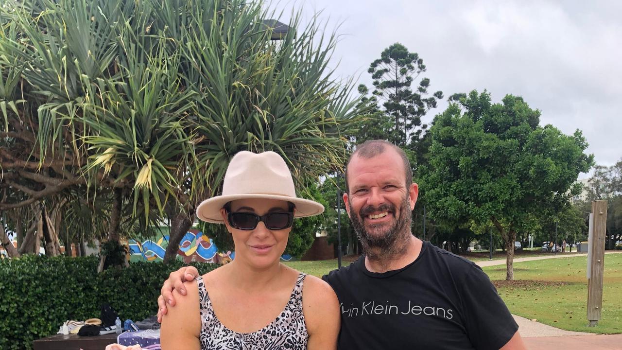 Simone and Drew Cameron enjoy Christmas celebrations at Cotton Tree Park. Picture: Laura Pettigrew.