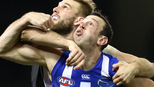 Todd Goldstein struggled against Jackson Trengove on Saturday. Picture: Getty Images