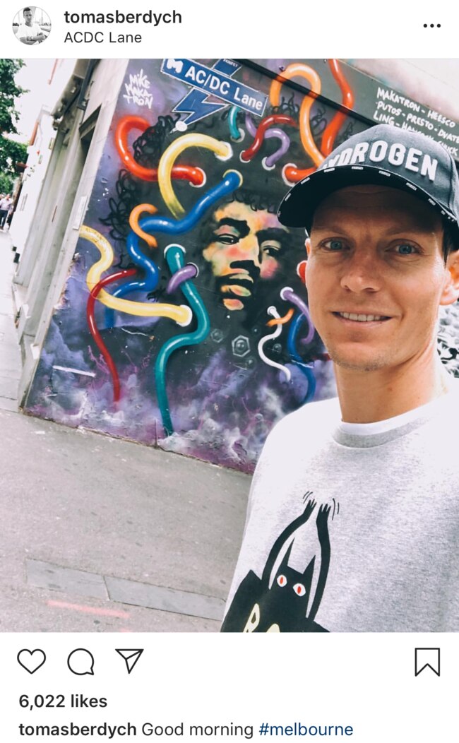 Tomas Berdych in AC/DC Lane.