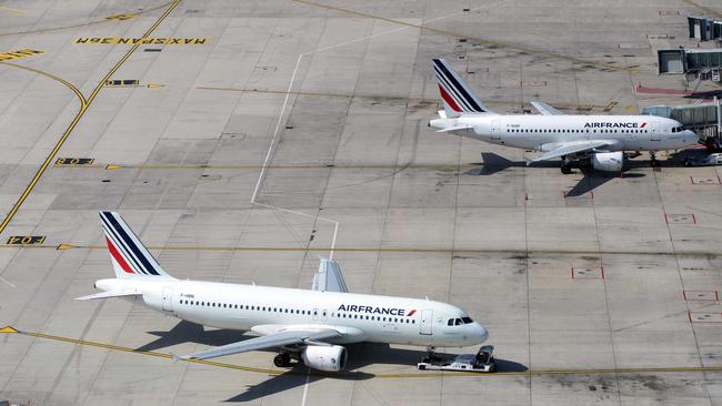 Airbus aircraft at Paris’s Roissy-Charles de Gaulle Airport. Picture: AFP