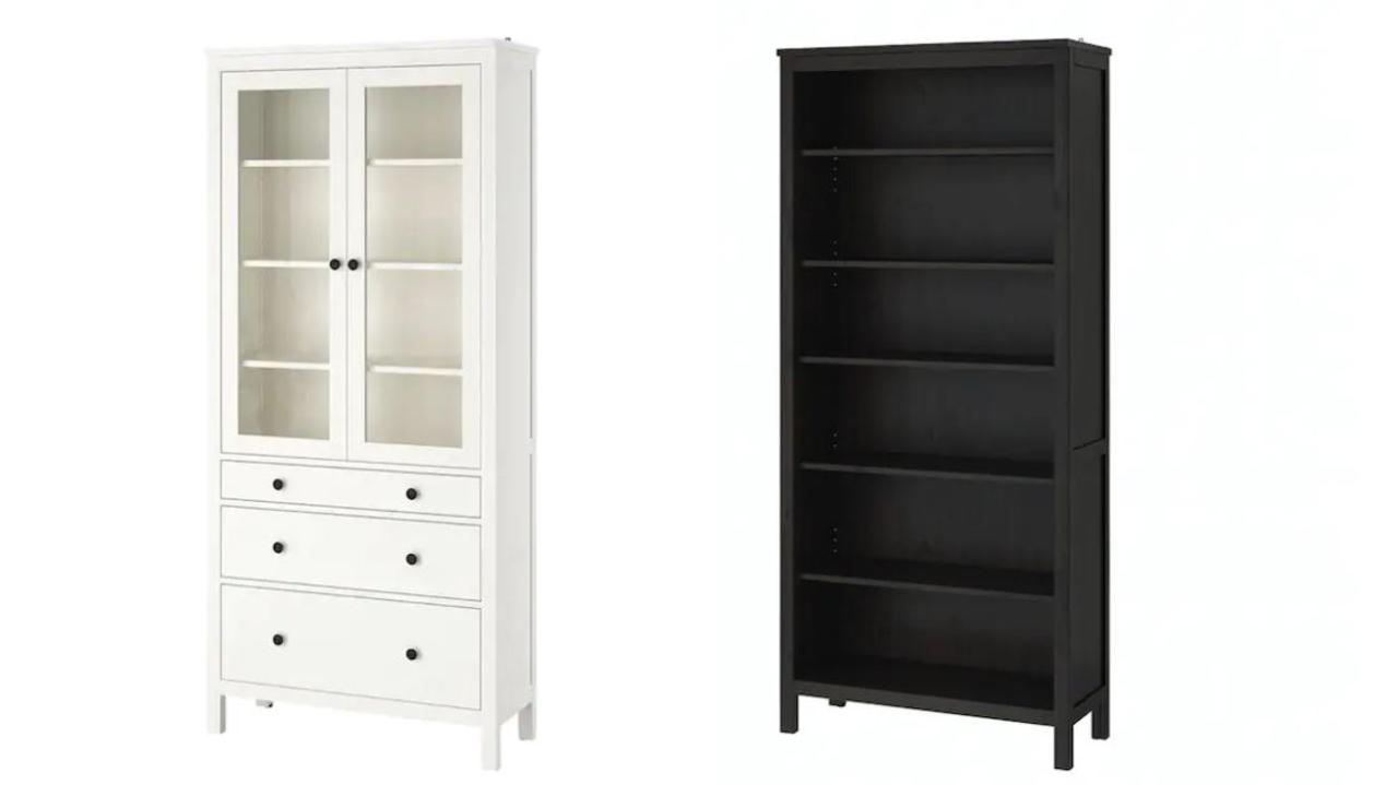 Ikea has recalled its <i>Hemnes</i> solid timber bookcase and glass-doored cabinets with movable shelves (pictured) sold between 2010 and 2017 over an urgent safety issue.