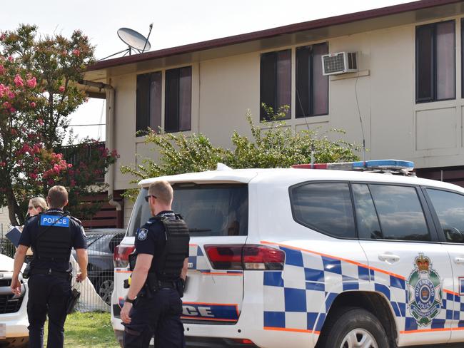 Police at the scene in Woorabinda near Rockhampton at the weekend. Picture: Emma McBryde