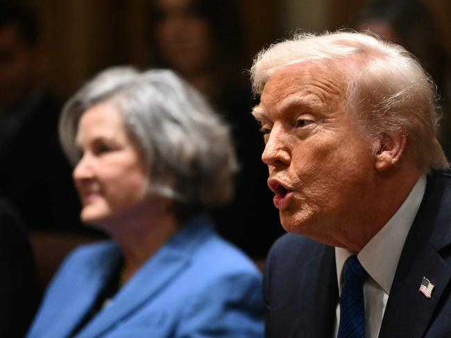 US President Donald Trump speaks as he meets with US Ambassadors in the Cabinet Room of the White House in Washington, DC, on March 25, 2025. (Photo by Mandel NGAN / AFP)