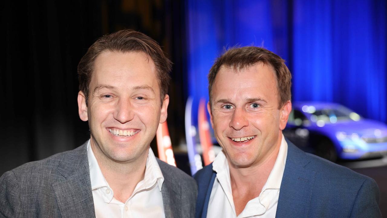 Matt Grbcic and Tim Cohen at the TSS Foundation Breakfast, Gold Coast Convention and Exhibition Centre. Picture, Portia Large.