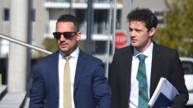 Alexander Louis Christopher Matters (right) outside the ACT Law Courts on April 4, 2023. Picture: Sam Turner