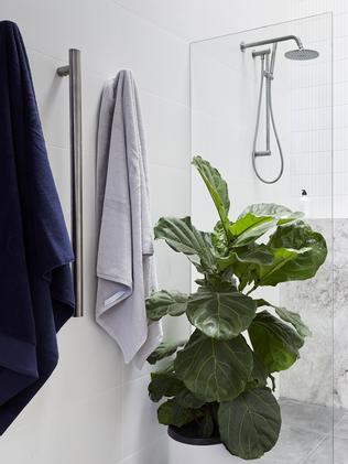 The pair kept the indoor plant theme going from their last bathroom reveal. Picture: The Block