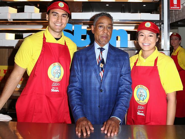 Giancarlo Esposito opens the Los Pollos Hermanos pop up restaurant in Sydney. Photo: Brendon Thorne/Getty Images