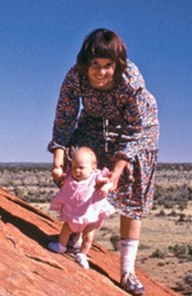 Lindy Chamberlain holds Azaria Chamberlain on Uluru. Picture: Azariachamberlain.com