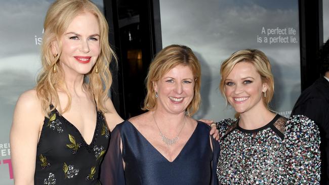 ‘Manifesting season three!’ Big Little Lies stars Nicole Kidman and Reese Witherspoon (far right), with author Liane Moriarty. Picture: HBO