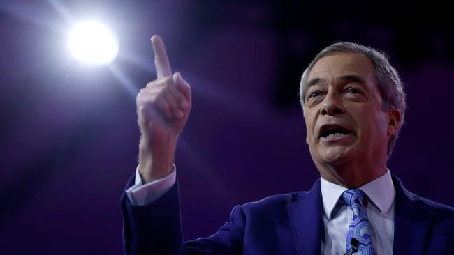 Nigel Farage, former Brexit Party leader, speaks during the annual Conservative Political Action Conference (CPAC) at the Gaylord National Resort Hotel And Convention Center on March 3 in Maryland.