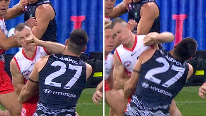 Sydney's Chad Warner could have his Brownlow Medal eligibility come into question after this incident involving Marc Pittonet.