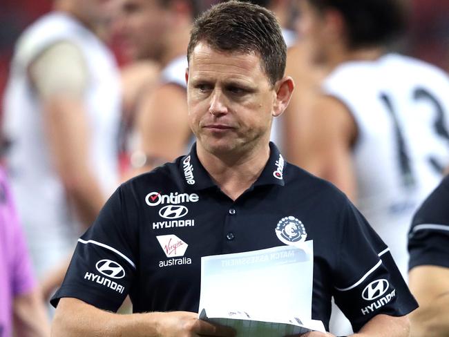 Carlton coach Brendon Bolton during the AFL match GWS Giants and Carlton Blues at Giants Stadium. Picture. Phil Hillyard