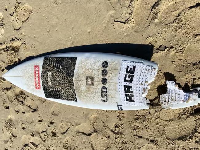 Mckenzie’s surfboard after the attack. Photograph: NSW Police