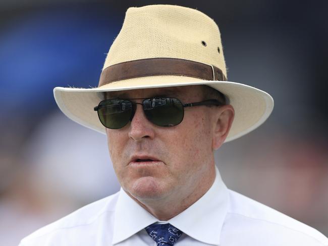 SYDNEY, AUSTRALIA - DECEMBER 18: John O'Shea looks on after winning race 6 the UNSW Handicap with Fashchanel during Sydney Racing at Royal Randwick Racecourse on December 18, 2021 in Sydney, Australia. (Photo by Mark Evans/Getty Images)