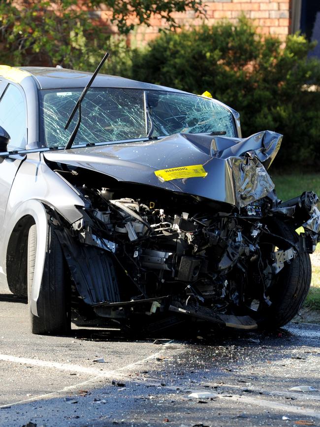 The damage to the Mazda. Picture: Andrew Henshaw