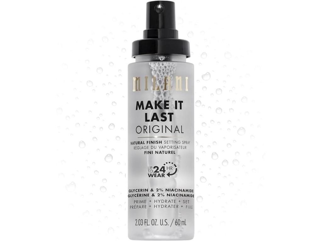 We tested the Milani Make It Last setting spray on a run recently, and it kept everything fresh as a daisy. Image: Amazon