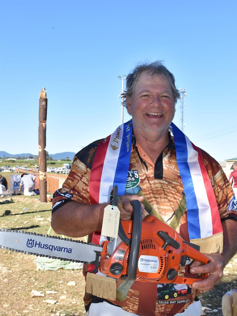 Dale Fortescue of Eungella won the points trophy for woodchopping at Show Whitsunday. Picture: Kirra Grimes