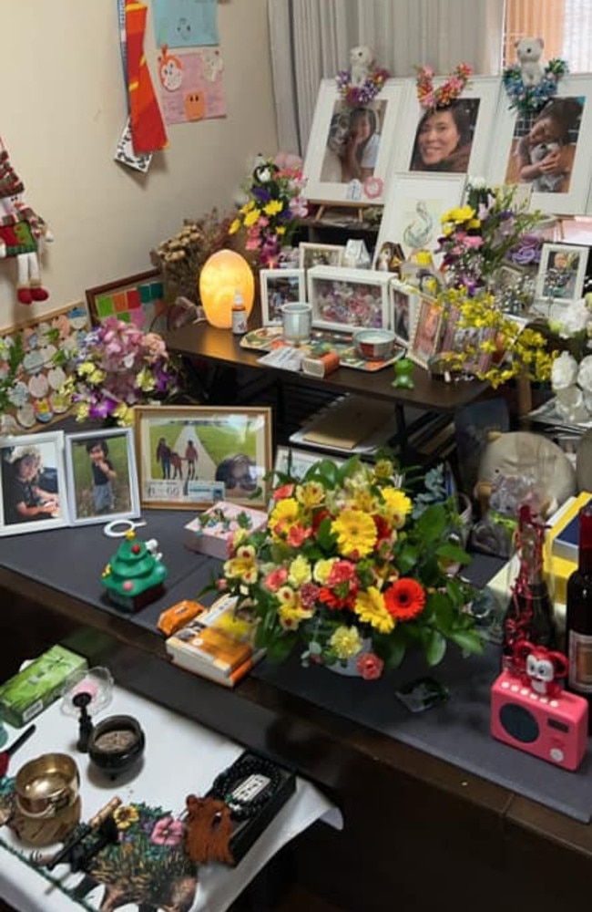 A family shrine in remembrance of Kaoru Okano, Enna, Uta and Ako.