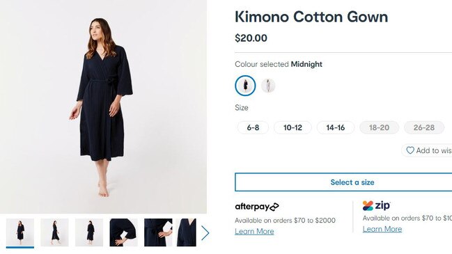 A mum has transformed this $20 Kmart sleeping gown into a formal dress. Picture: Kmart