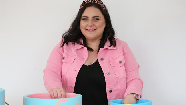 Cindy Kelly is the woman behind the business Pot Dealer Geelong. She is an artist who creates amazing painted pots that are super popular among buyers. Picture: Peter Ristevski