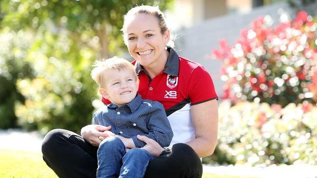 Dragon Kate Haren and son Ollie, 3. Picture: Tim Hunter