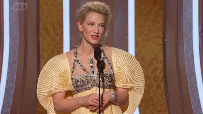 Cate Blanchett speaks about the Australian bushfires at the 2020 Golden Globes. Picture: supplied